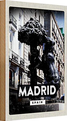 Produktbild von Holzschild Reise 20x30cm Madrid Spain Statue des Bären