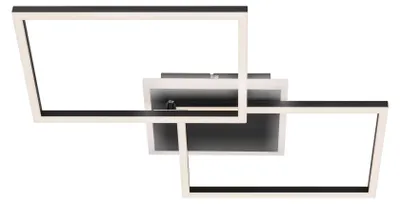 Zdjęcie produktu dla Lampa sufitowa LED BRILONER FRAME, zdalne sterowanie, możliwość ściemniania, regulacja temperatury barwowej CCT, efekt podświetlenia, czarna, 50 x 38,8 x 8 cm