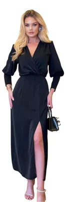 Produktbild von Ax - Wickelkleid für Damen, Formell, Langärmlig GT13550 (34 DE) (Schwarz)