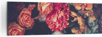Produktbild von Bild auf Leinwand - Leinwandbild - Einteilig - Blumenstrauß Blumen Rosen - 160x50cm - Wand Bild - Wanddeko - Wandbilder - Leinwanddruck - Bilder - Wanddekoration - Leinwand bilder - AB160x50-5002