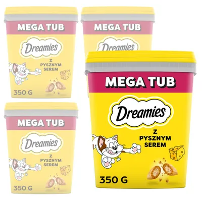 Produktbild von Dreamies Mega Box Katzenleckerlis Knusprige Patties gefüllt mit Käse 4x350g