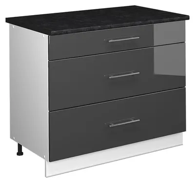 Obrázok produktu pre Kuchynská spodná skrinka Vicco Fame-Line Antracit vysoký lesk/biely 100 cm, AP Antracit, Model 61982