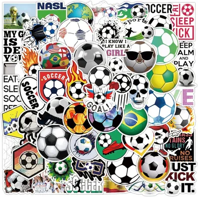 Produktbild von Sammelkarte Fußball-Aufkleber, 100 Stück, Vinyl, wasserfest, Fußball-Aufkleber für Wasserflaschen und Laptops, Scrapbooking-Aufkleber-Set für Fans, We