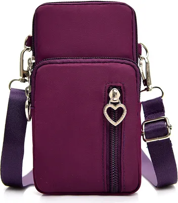 Obrázok produktu pre Taška cez rameno Dámy malé, mobilný telefón Mini Bag malé rameno taška multifunkčné mobilný telefón taška s mnohými priehradkami Crossbody Bag , fialová