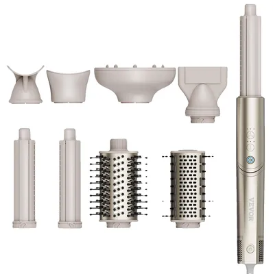 Produktbild von VEVOR 8 in 1 Lockenstab, Keramischer 1,25-Zoll Lockenwickler Set mit 2 Fässern, 2 Bürsten, 4 Düsen für Trocken/Glatt/Locken/Volumen, Haarglätter für langes, mittellanges, kurzes Haar, für alle Haartypen
