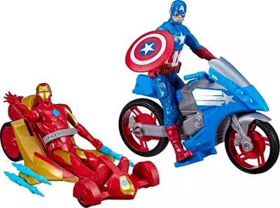 Immagine prodotto di Hasbro, Iron-Man e Capitan America snodati con veicoli eroe Marvel Avengers Titan, colorati
