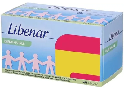 Immagine prodotto di Soluzione Salina Isotonica 0,9% Libenar Per Igiene Nasale 60 Flaconcini Monouso X 5 Ml