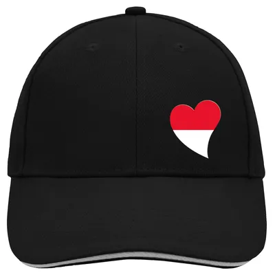 Produktbild von Huuraa Cappy Mütze Monaco Flagge Herz Black/Light Grey Baumwolle 6-Panel Kappe Geschenkidee
