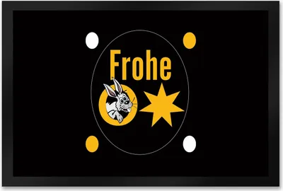 Produktbild von Osterhase Fußmatte XXL in 50x75 cm mit Spruch: Frohe Ostern