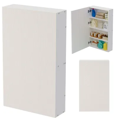 Obrázek produktu pro Bílá závěsná koupelnová skříňka s policemi a sloupkem, nástěnná, ve stylu loft, moderní, 80 cm