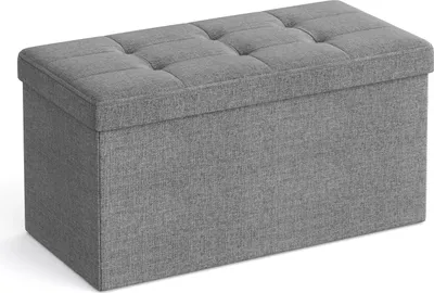 Produktbild von SONGMICS 76cm Sitzbank mit Stauraum, klappbare Sitztruhe, Fußbank, hellgrau