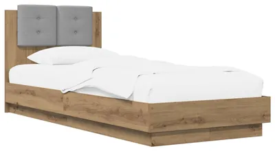 Productafbeelding van vidaXL Bedframe met hoofdeinde, handgemaakt, eikenhout, 80 x 200 cm