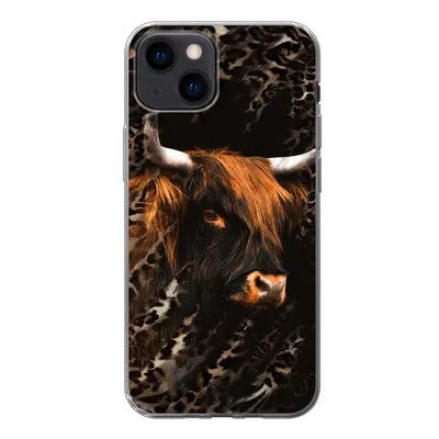 Produktbild von MuchoWow® Handyhülle Schutzhülle Hülle für iPhone 13 mini Schottischer Highlander - Pantherdruck - Schwarz Silikon Softcase Handy Hülle - Softcase