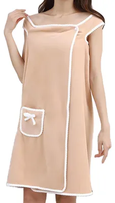 Image de Peignoir de bain pour femmes avec poches - Serviette de bain absorbante pour sauna et plage