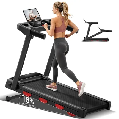 Produktbild von LONTEK Klappbares Laufband mit elektrischer Steigung bis 18 %, 1-12 km/h und LED-Display