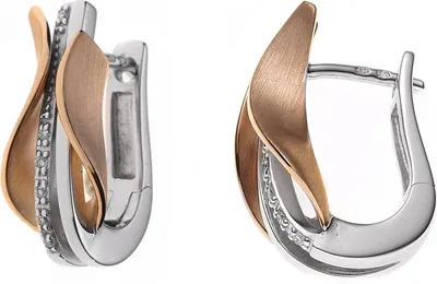 Produktbild von JOBO Creolen 585 Weißgold Rotgold teilmattiert 12 Diamanten Brillanten Ohrringe