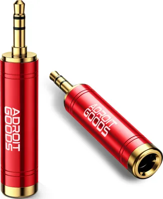 Obrázok produktu pre AdroitGoods Adaptér 6,35 mm samec na 3,5 mm samica audio jacku - pozlátený - červený