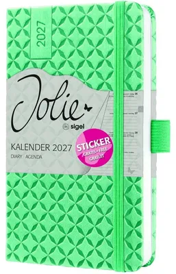Image de Agenda hebdomadaire Jolie 2027, format A6 environ, vert menthe
