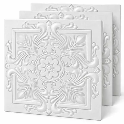 Imagen del producto de Paneles de pared, revestimiento de paredes, paneles de techo, placas, paneles de poliestireno expandido (XPS) de color blanco (0,25 m²)