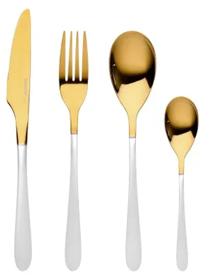 Image de Set de couverts en acier inoxydable 16 pcs Lisboa blanc/or BERGNER BG-45150-WH