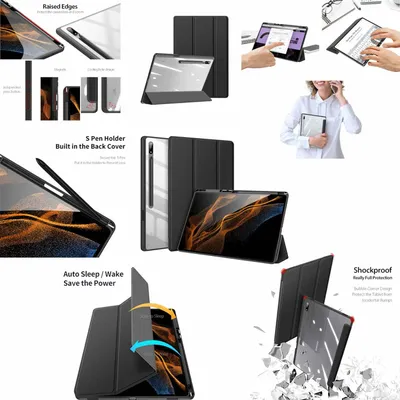 Produktbild von Für Samsung Galaxy Tab S8 Ultra Tablet Tasche Hülle Etui Wake UP Smart Schwarz