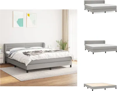 Produktbild von vidaXL Boxspringbett mit Matratze Hellgrau 160x200 cm Stoff -  Betten & Bettgestelle