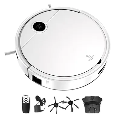 Produktbild von Kehrroboter,mit Doppelbürste & wisch und saugroboter,2000Pa Robotersauger, 2000mAh,470mL Staubbehälter Staubsauger ,Weiß