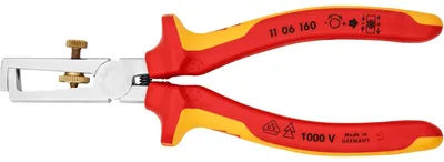 Image de Pince à dénuder avec ressort d'ouverture isolante 1000V 160mm - KNIPEX - 11 06 160