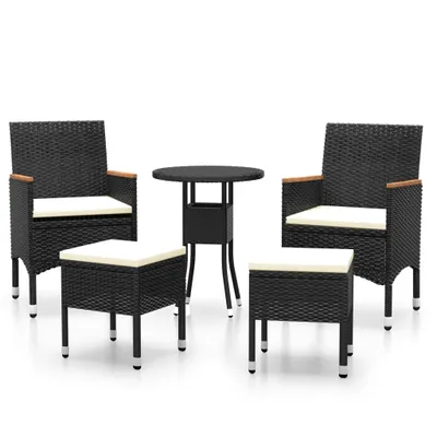 Obrázek produktu pro vidaXL 5dílná zahradní lehátková souprava Poly Rattan Black