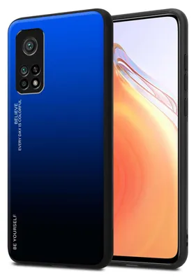 Produktbild von Cadorabo Hülle für Xiaomi Mi 10T / Mi 10T PRO in BLAU - SCHWARZ Zweifarbige Schutzhülle aus Tempered Glas und TPU Silikon Back Case Cover Etui Handy Hülle