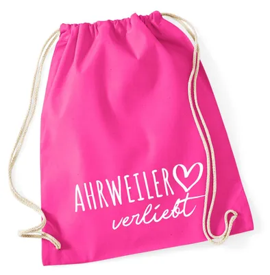 Produktbild von Huuraa Turnbeutel Ahrweiler verliebt 12 Liter Fuchsia Baumwolle Rucksack Geschenkidee