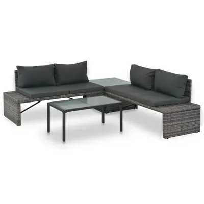 Image de Set de jardin Lounge avec coussins Poly Rattan Salon de jardin Outdoor