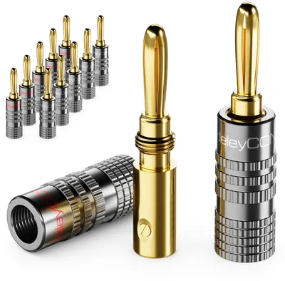 Produktbild von deleyCON Bananenstecker Set vergoldet, schraubbar, 12 Stück - Grau