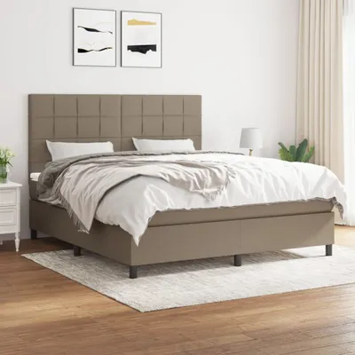 Imagen del producto de vidaXL Base de cama con somier y colchón, color taupe, 160x200 cm, tapizado en tela - Base de cama con somier - Bases de cama con somier - Cama - Muebles de dormitorio