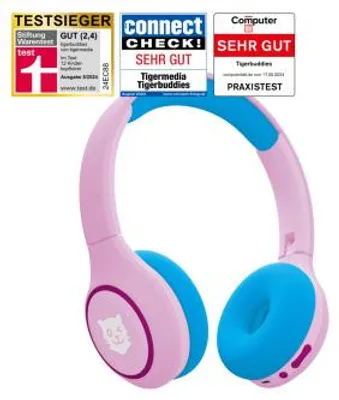 Produktbild von tigerbuddies Bluetooth Kinderkopfhörer Fresh Candy ( rosa / blau )