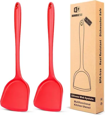 Produktbild von 2er-Pack Silikon Wokpfannenwender Antihaftbeschichtung Spülmaschinenfest Red