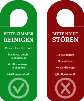 Produktbild von Türschild Hotel Bitte nicht stören Türanhänger beidseitig Rot Grün 5 Sprachen 10 Stück