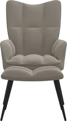 Produktbild von "Winterschlussverkauf "Einzelsessel moderne - CLORIS - Relaxsessel - Polstersessel mit Hocker Hellgrau Samt - 61 x 70 x 96,5 cm - DEMöbel5264674