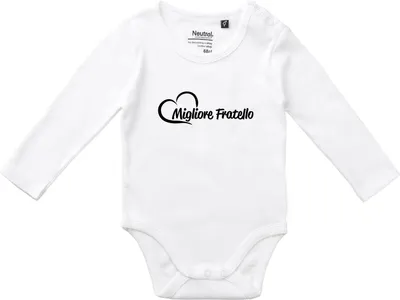 Produktbild von Huuraa Baby Body Migliore Fratello Cuore 68 White  Baumwolle Fairtrade Langarmbody Geschenkidee