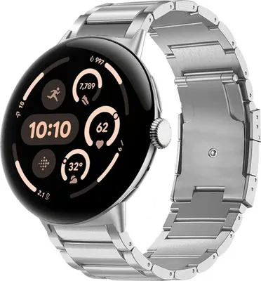 Produktbild von Strap-it Titanium Armband passend für Google Pixel Watch 3 - 45mm / Google Pixel Watch 4 45mm - Silber