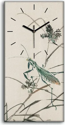 Produktbild von Küchenuhr Bürouhr Leinwand Uhr 30x60 Malerei Asiatische Zweige Insekten Kunst - schwarze Hände