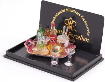 Produktbild von Miniatur Aperitivset mit Gläsern und Tablett für Sammelliebhaber