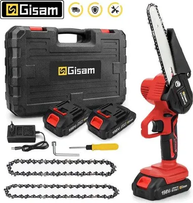 Immagine prodotto di Motosega elettrica da 6 pollici - Ricaricabile - 2 batterie - Rossa