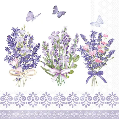 Produktbild von Servietten Cocktail 25x25cm 3-Lagig 20 Servietten Lawendel Flieder Napkin 25 Lovely lavender white