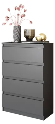 Immagine prodotto di Comodà grigio antracite con 4 cassetti – Comodà compatto per camera da letto e soggiorno – Credenza moderna dal design minimalista – GABRIEL