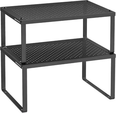 Produktbild von Famanu Regal Set aus 2 - Küchenregal, Organizer, Halter - Erweiterbar, Stapelbar - Metall Schwarz - KCS001B01