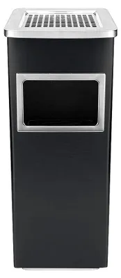 Produktbild von Standaschenbecher mit Mülleimer - Metall Zigarettenascher - Bodenstehender Aschenbecher - Für innen und außen - Schwarz