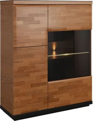 Produktbild von Bücherregal Bücherschrank Büchervitrine - 102 cm breit, teilmassiv, Optik: Walnuss / Schwarz
