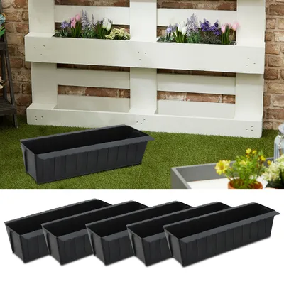 Produktbild von Pflanzkasten gewellt 6er Set für Europalette Kunststoff 37x9,5x13,5cm Pflanzkübel Pflanzeinsatz