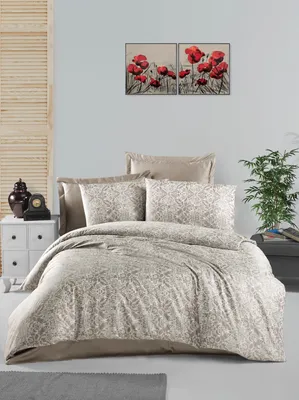 Produktbild von L'Essentiel Linge de Maison, Cappuccino, Satin-King-Bettbezug-Set (FR), 100 % Baumwollsatin, Cappuccino, 240 x 220 cm